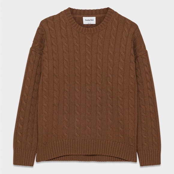Aritzia Sweaters - Sunday Best Peggy Cable Knit Merino Wool Organic Cotton Sweater Chocolate Brown